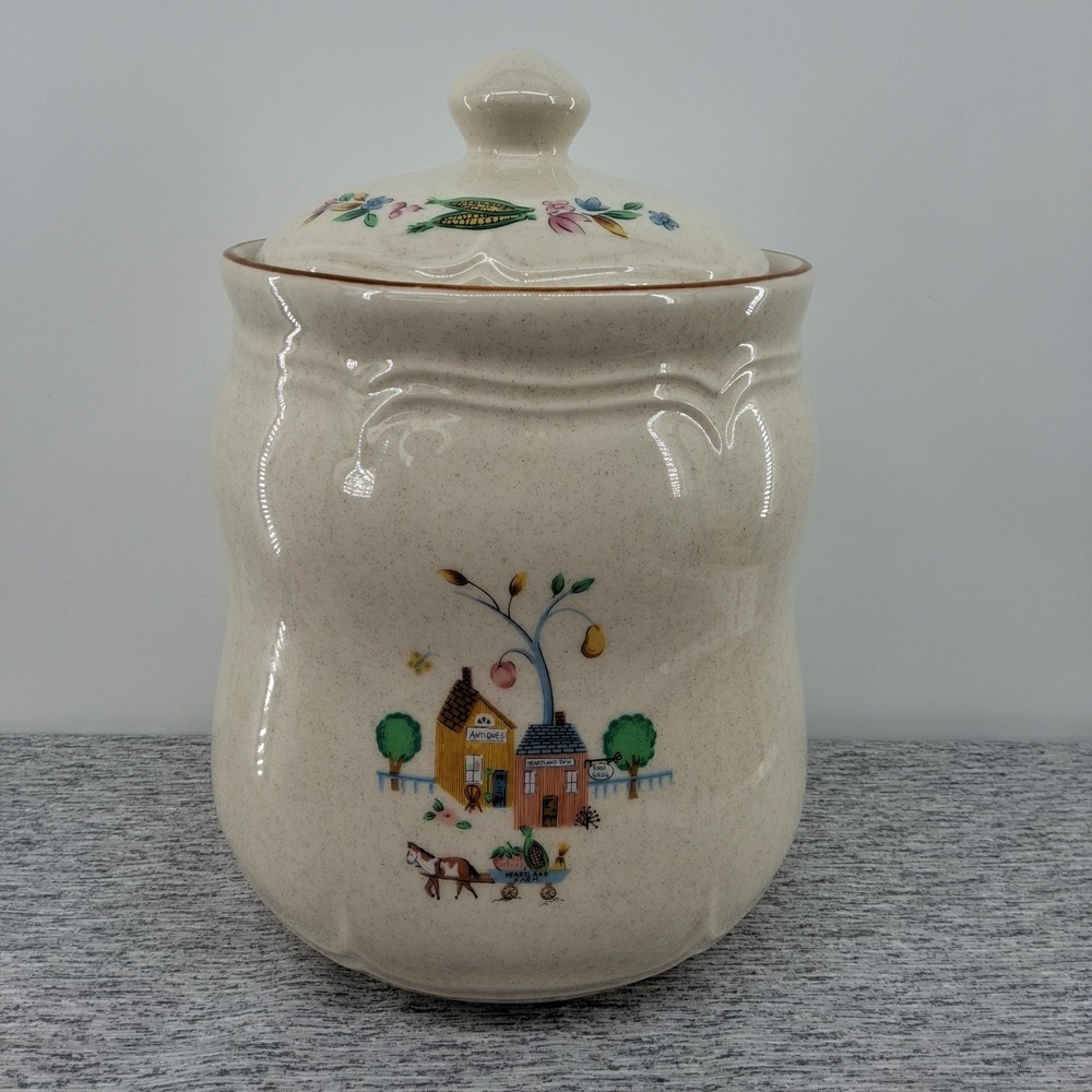 Vintage International Heartland Large 9 " tall w/Lid Canister Stoneware - Picture 3 of 11